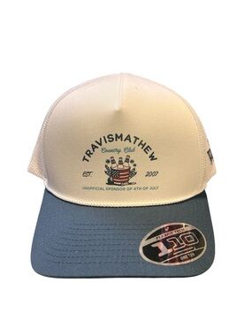 Travis Mathew Country Club Trucker Hat White Blue Fourth of July USA Hat NEW